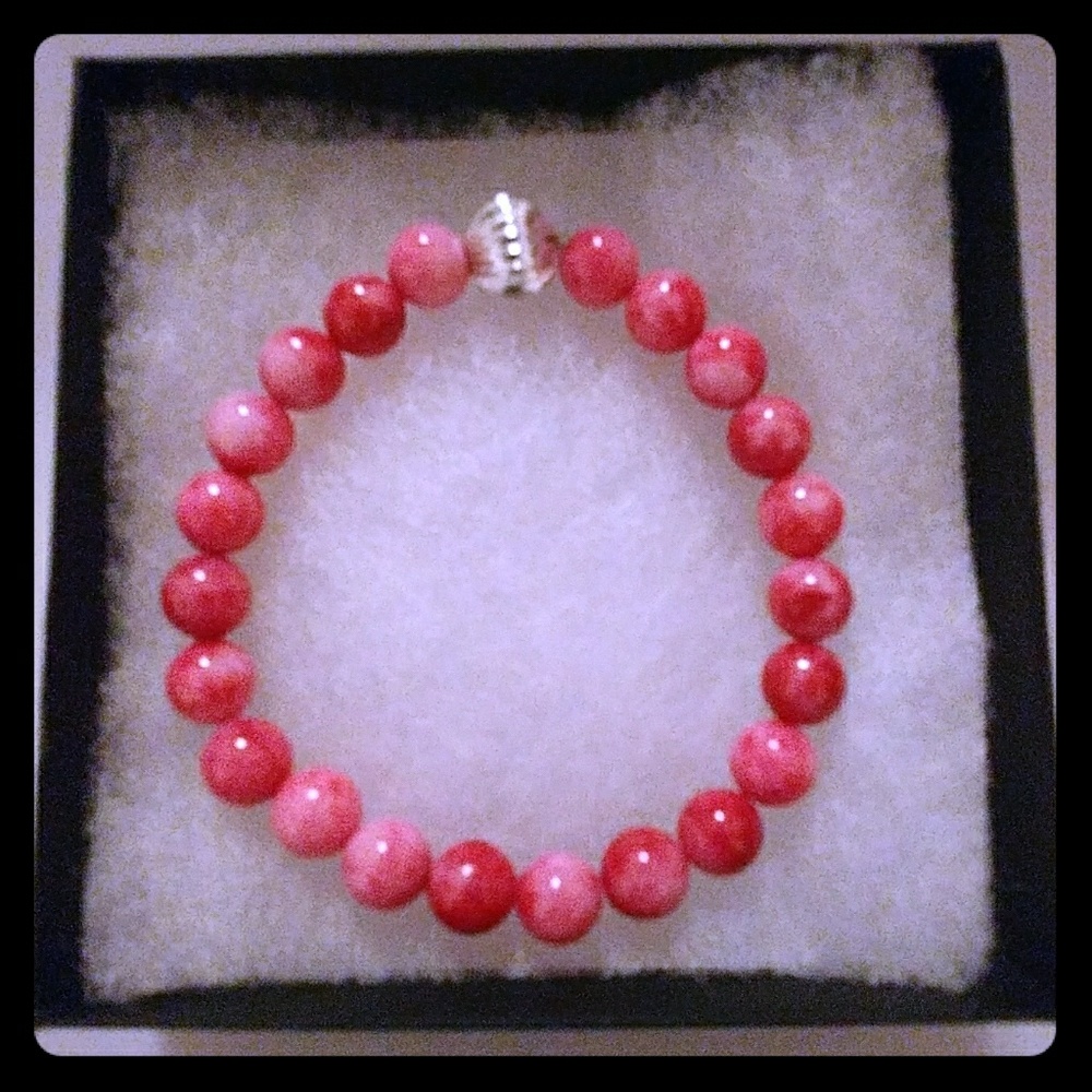 Red & Pink Jade Stone Bracelet